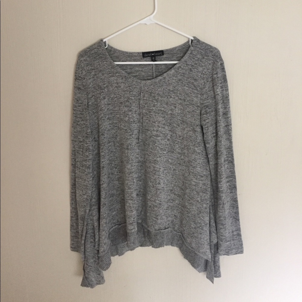 soft grey asymmetrical sweater
