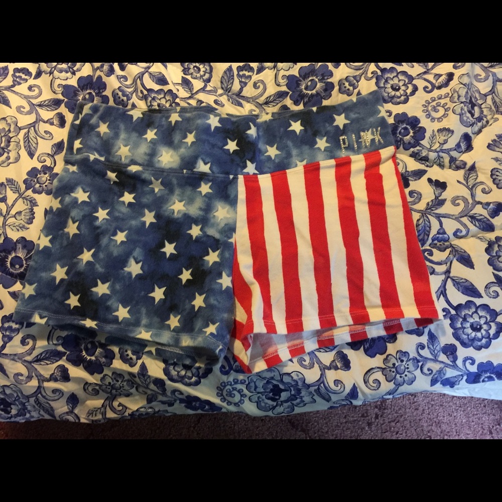Victoria's Secret PINK American Flag Yoga Shorts