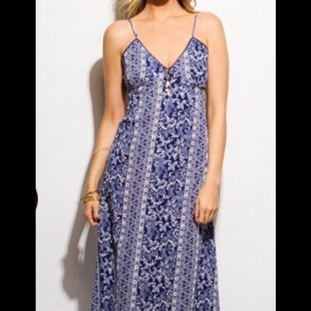 Blue printed maxi dress