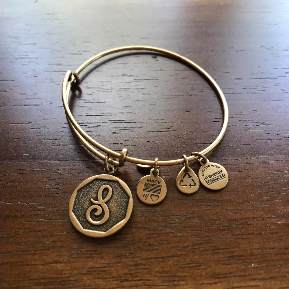 Alex and Ani 'S' initial adjustable wire bangle