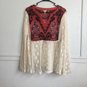 Lace bell sleeve top