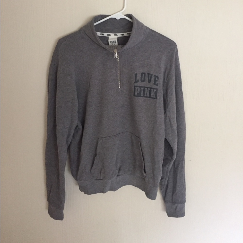 PINK quarter zip grey sweatshirt