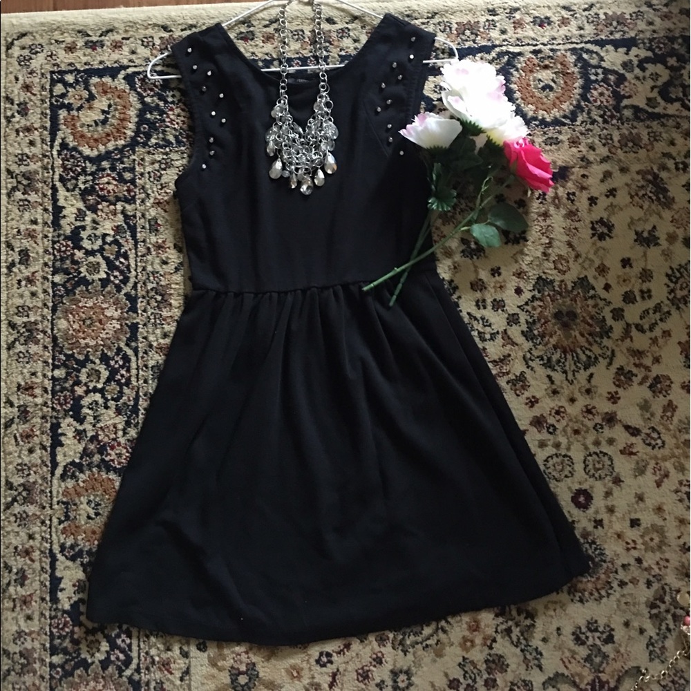 FINAL CUT ✂️Black skater dress with stud detailing