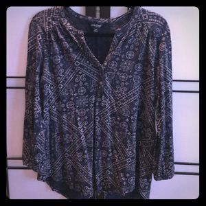 Lucky brand paisley 3/4 sleeve tee