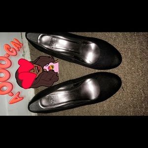 Black Almond Toe Pumps w/ Cone Shaped Heel