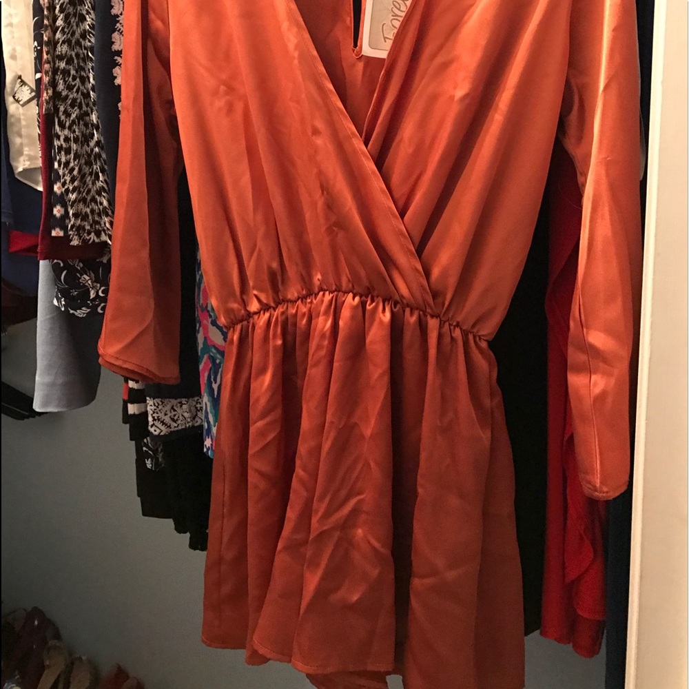 Orange silk romper NWT