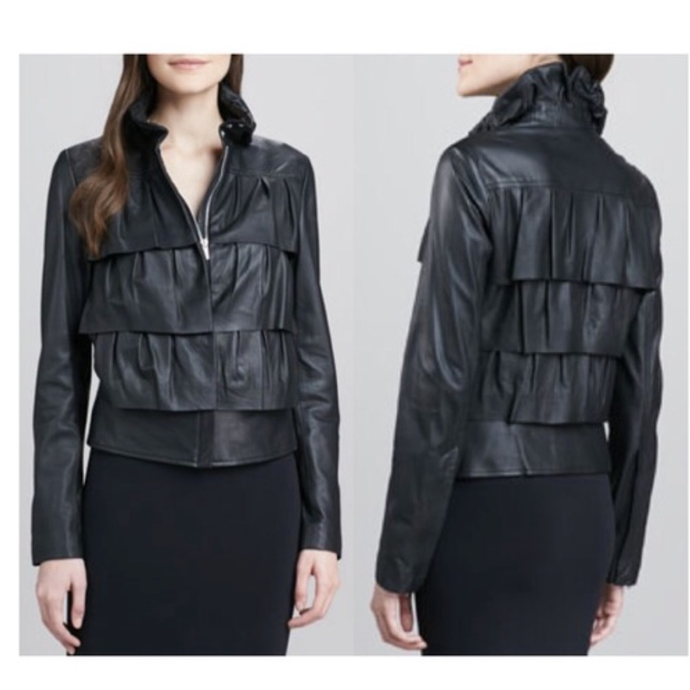 DVF leather cupcake bomber jacket size 10