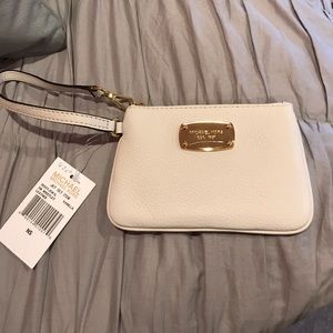 Brand new MK white wristlet