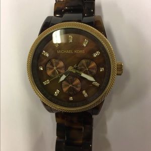 Michael Kors Tortoise and Gold Watch