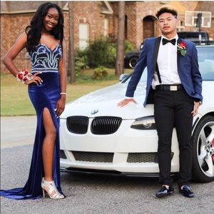 Size 4 Madison James blue strapless prom dress