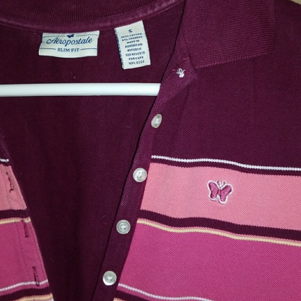 Aeropostale Maroon Striped Polo - Picture 3 of 3