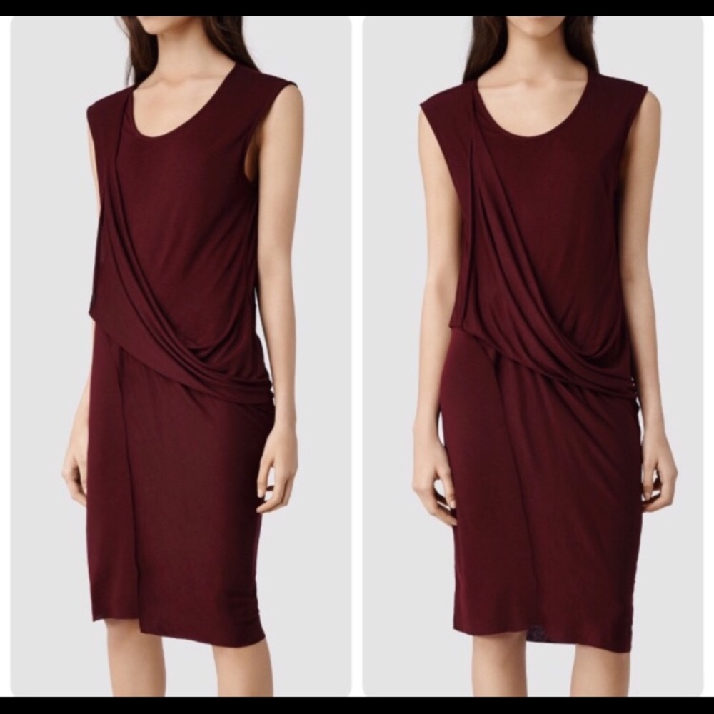 All saints Amelia Dress - wine red