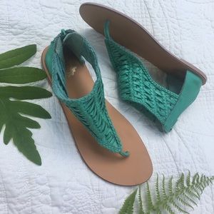 Turquoise leather sandals
