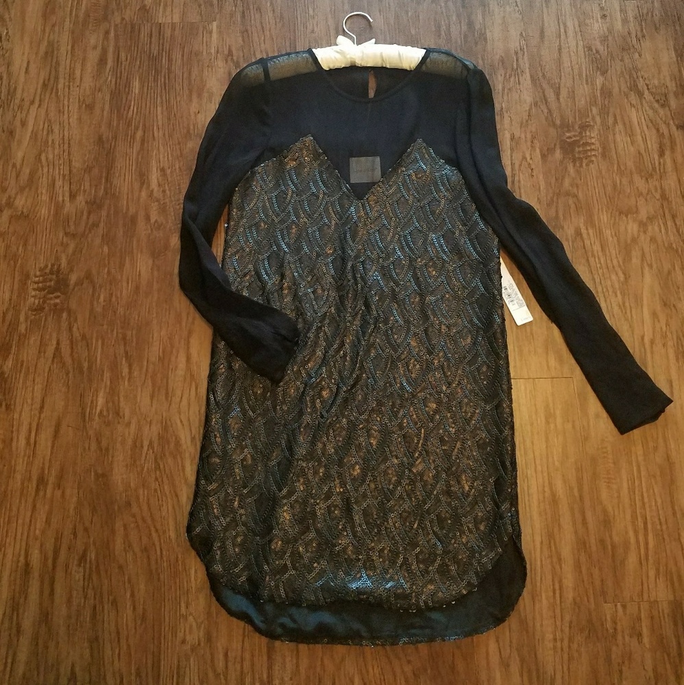 Line & Dot Sequin Shift Dress