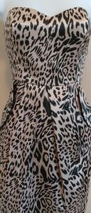 women's black and brown leopard chub dress