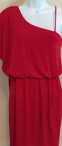 Red one shoulder dress