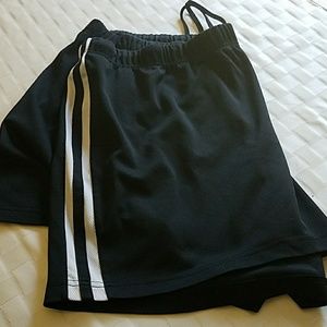 Black knit drawstring shorts