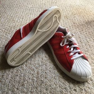 Red Adidas sneakers