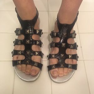 Barneys New York black stud gladiator sandals 6