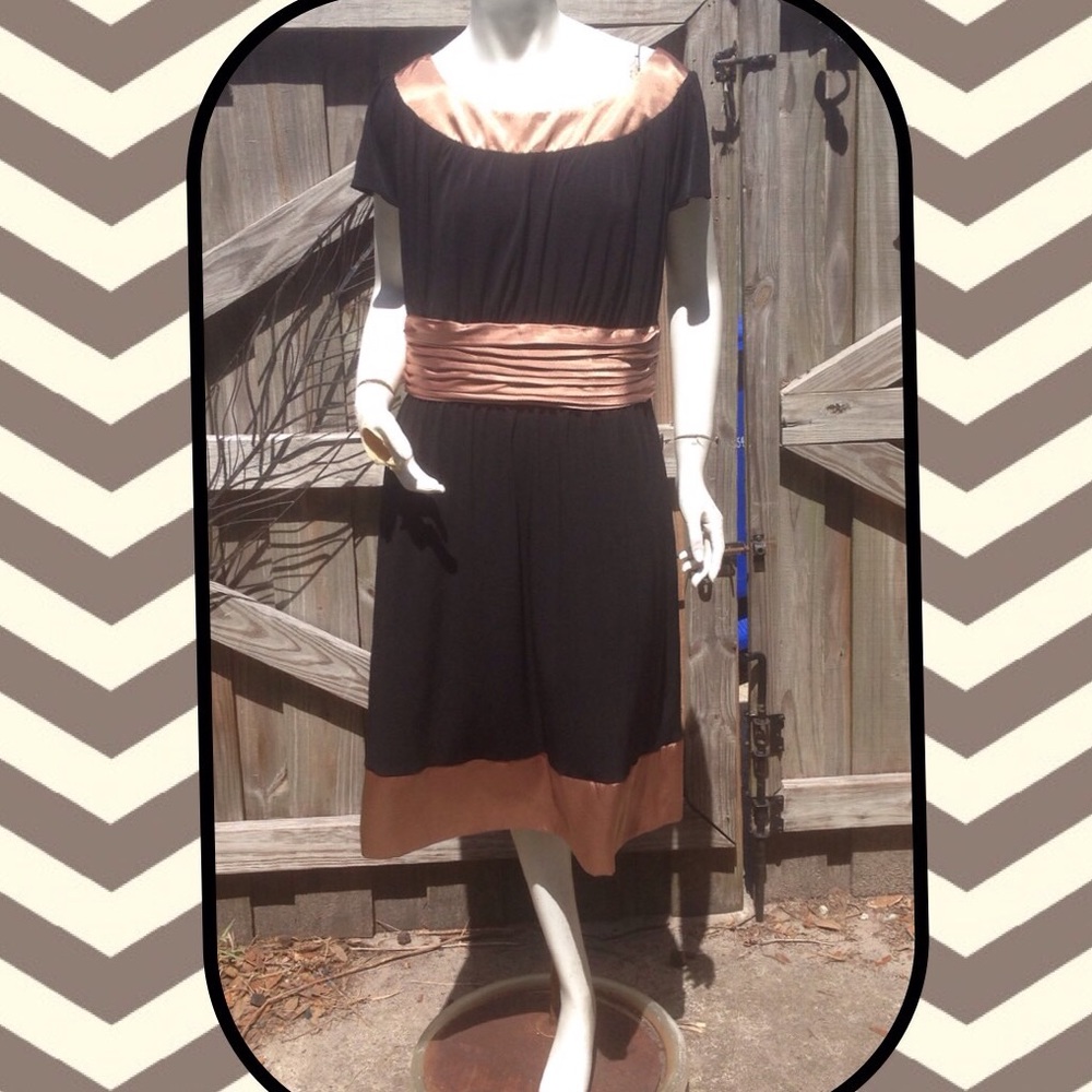 Suzi Chin Maggy Boutique Black Copper Dress 14