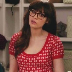 F21 Red Bow sweater as seen on "New Girl" season 1