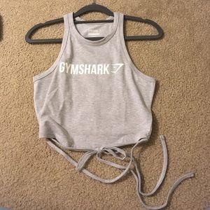 Gymshark Ribbon Crop Top in Light Grey