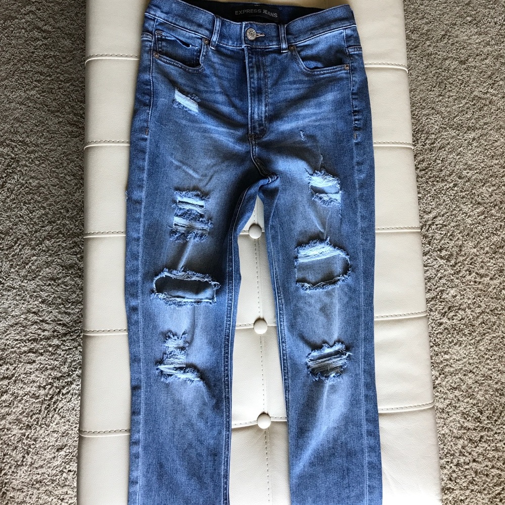 Express high rise destroyed legging jeans