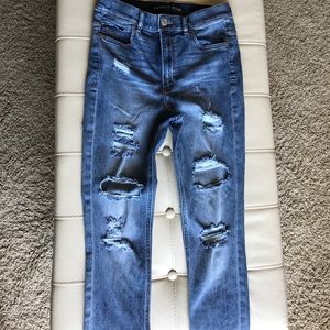 Express high rise destroyed legging jeans
