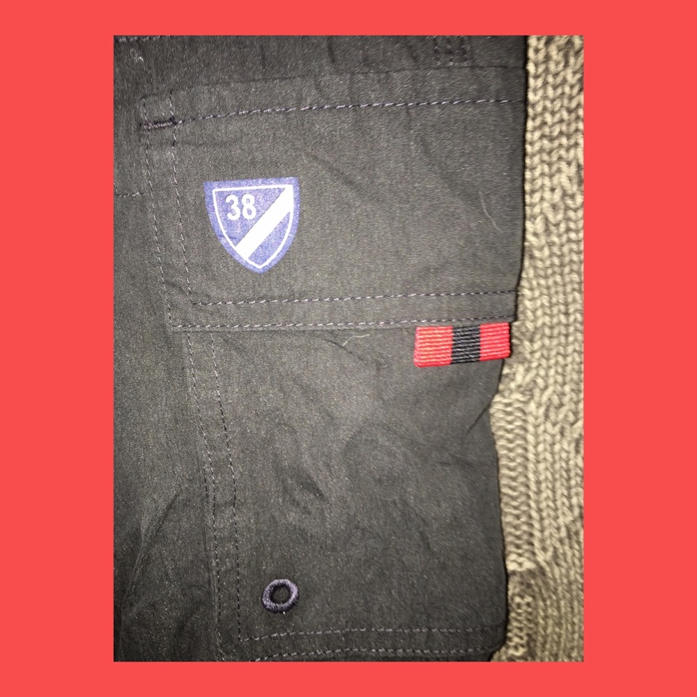 Men's Cremieux Red & Black Swim Shorts - Picture 2 of 4