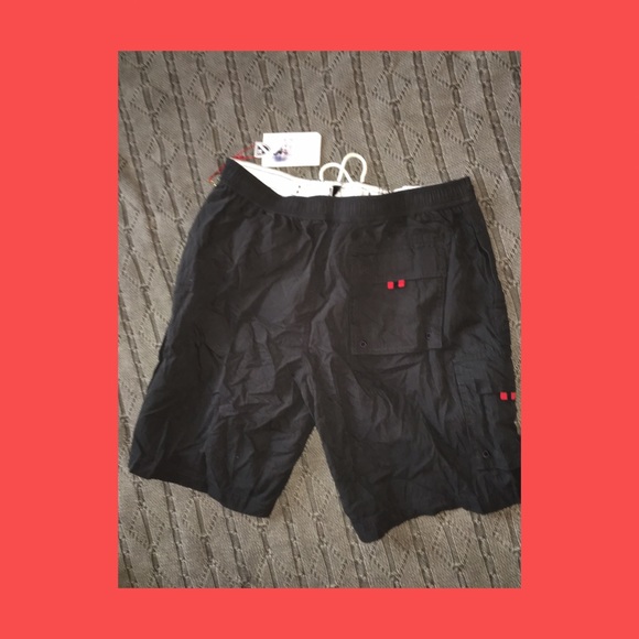 Men's Cremieux Red & Black Swim Shorts - Picture 4 of 4