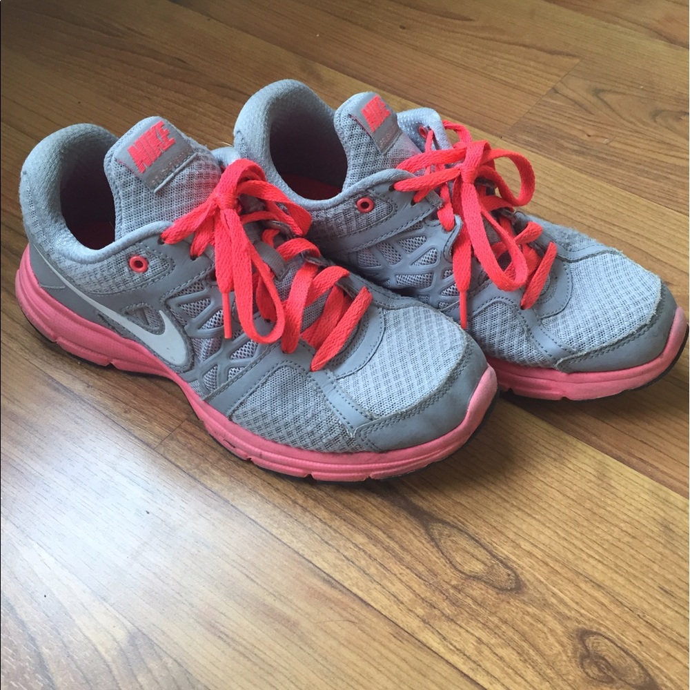 Nike Running Shoes. Gray and coral. Size 8.