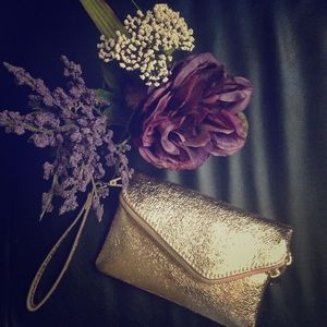 Metallic Rose Gold clutch/wristlet