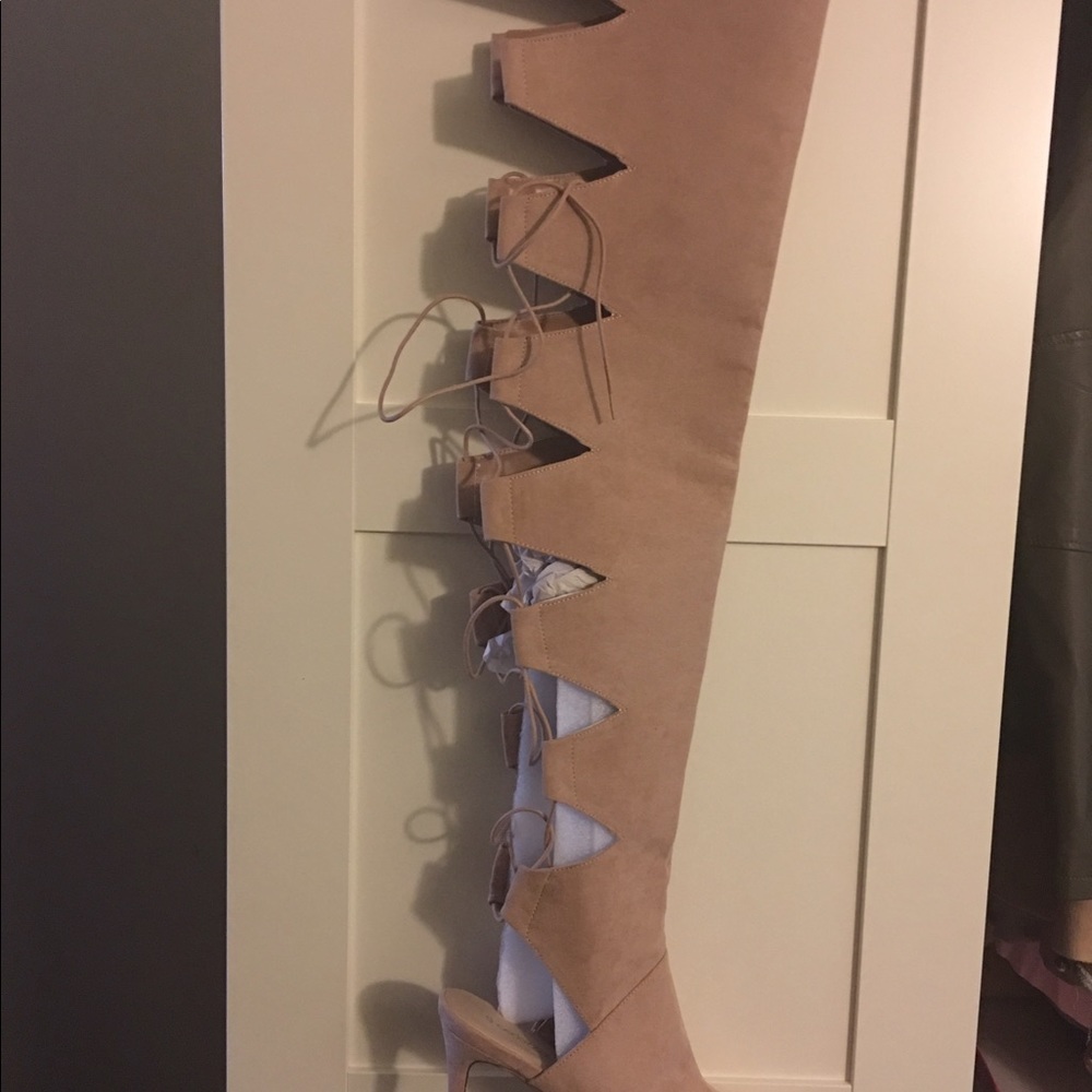Faux suede thigh-high boots