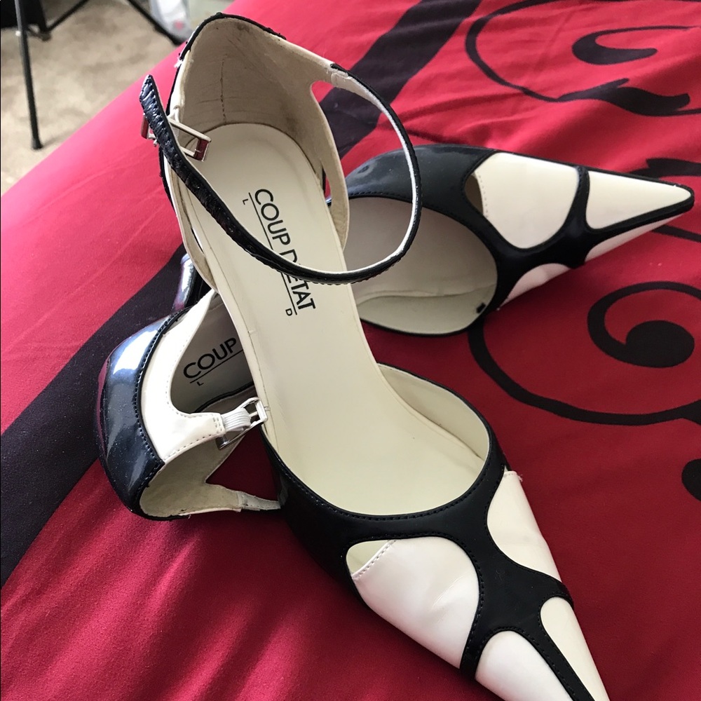 Beige and black shoes
