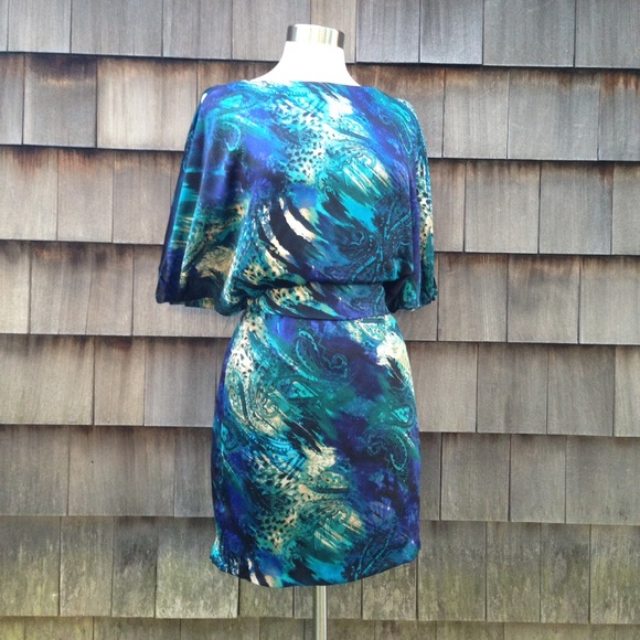Bisou Bisou Dresses & Skirts - Bisou Bisou satiny mini dress w/open back & sash