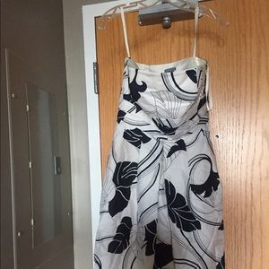 Floral Strapless Black and White Dress