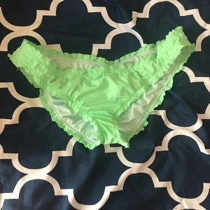 Neon green ruffled cheeky bikini bottoms