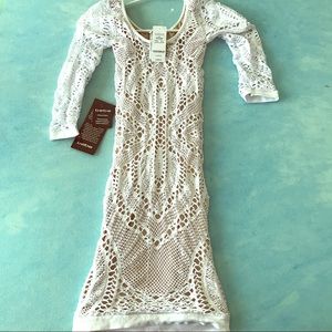 Bebe 3/4 sleeve crochet lace bodycon dress