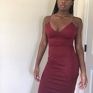 Boohoo Spaghetti Strap Red Bodycon Dress