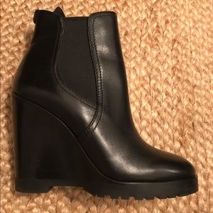 Michael Kors black leather wedge boot