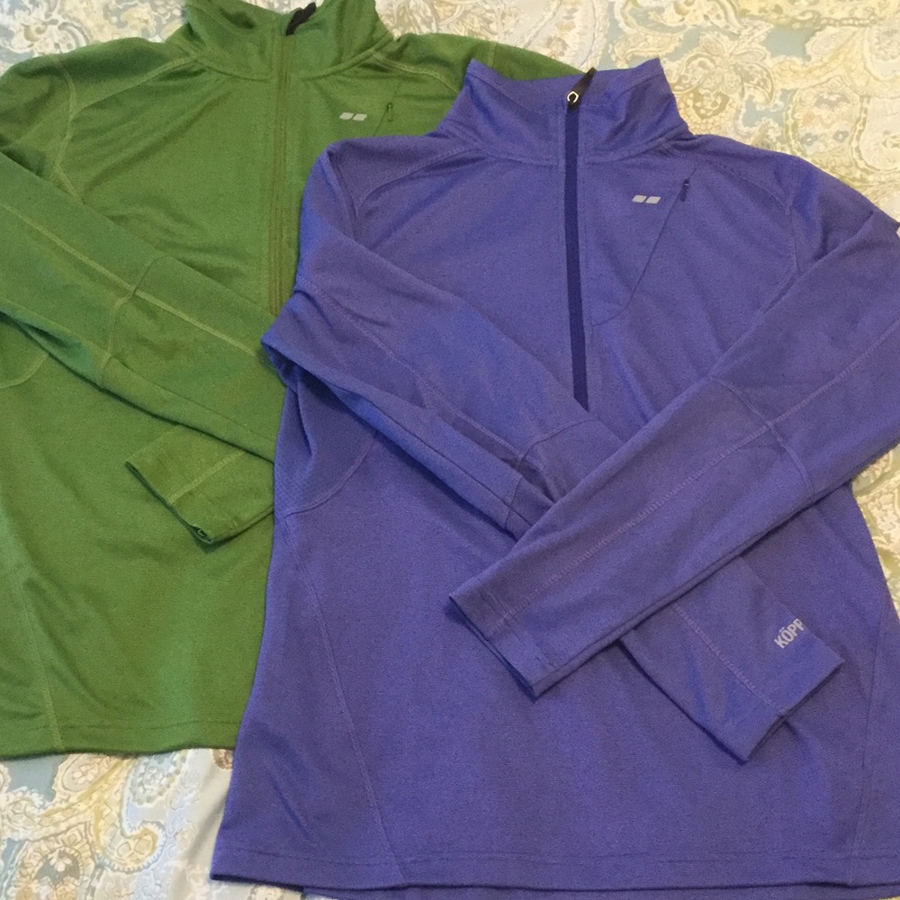 2 Koppen 1/2 Zip Athletic Pullovers Purple Green L