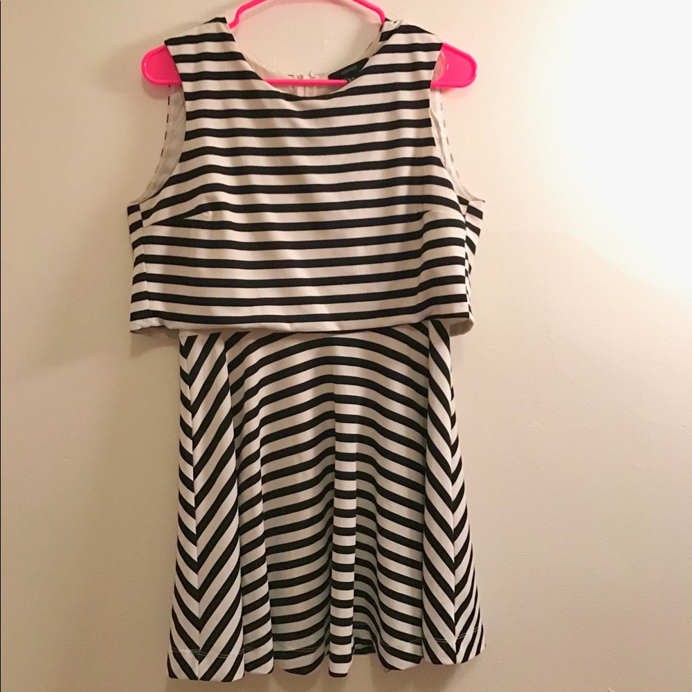 Forever 21 smocked striped vintage chic dress