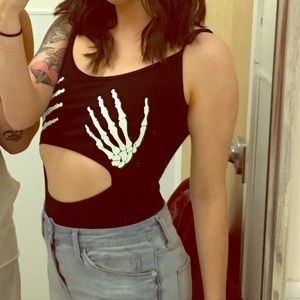 Skeleton Hand Cutout Bodysuit