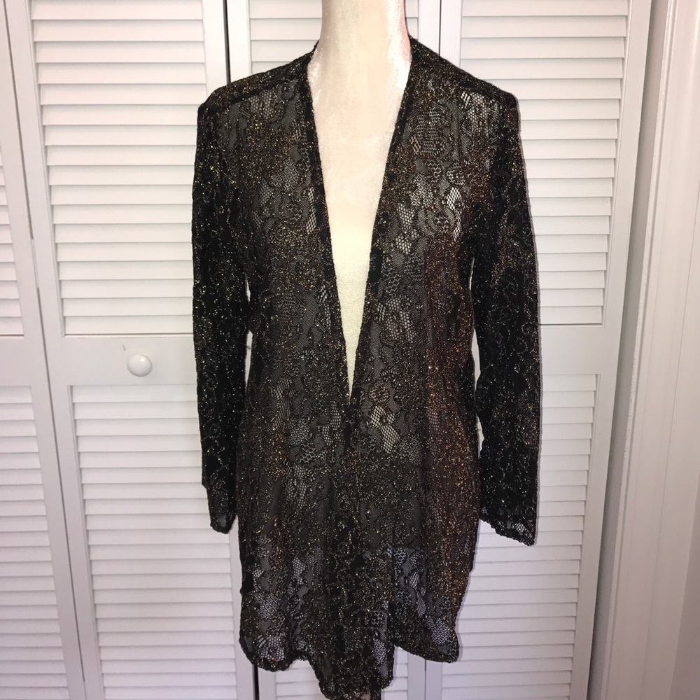 Chicos Lace Open Front Sweater