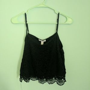 Black lace crop top