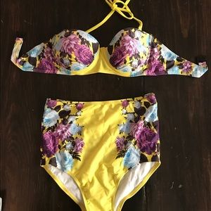 High waisted floral two piece swimsuit size S.