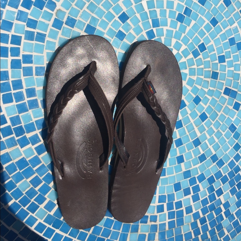 Rainbow flip flops
