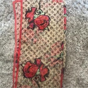 Louis Vuitton monogram roses silk scarf