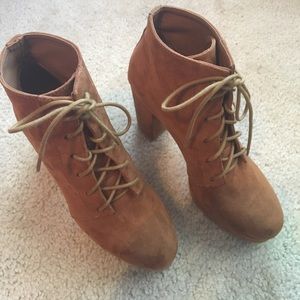Brown lace up booties