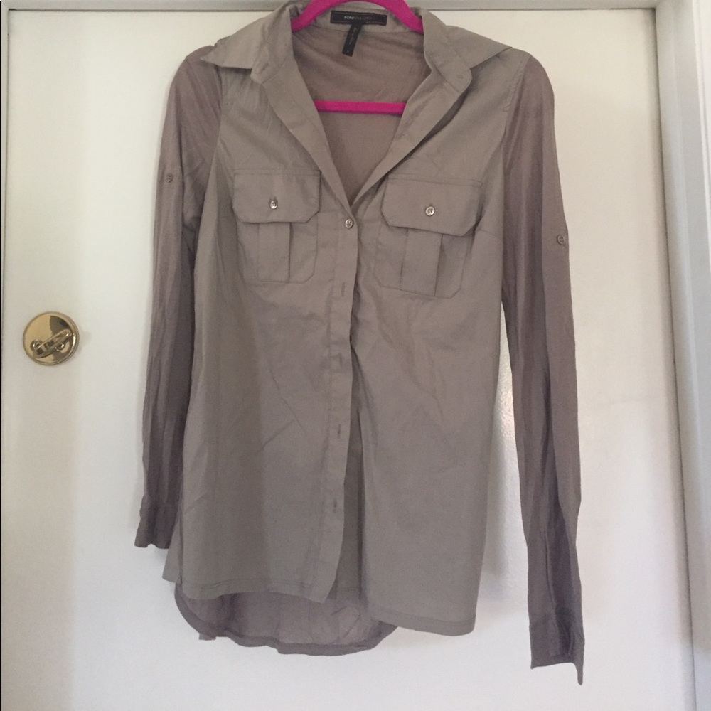 BCBG Maxazria cotton/ nylon/spandex button up